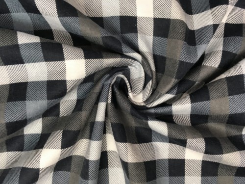 Flanela bawełniana w kratę, odcienie szarości i niebieskiego