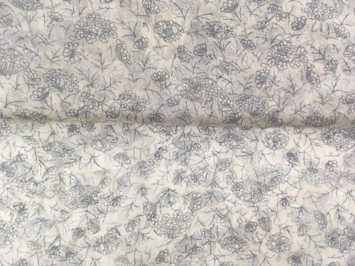 Szyfon 100% jedwab, beż w kwiaty  