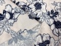 Tkanina sukienkowa w kwiaty, poliestrowa o fakturze lnu