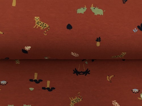 Dzianina, jersey bawełniany z elastanem, POPPY Design® zwierzęta