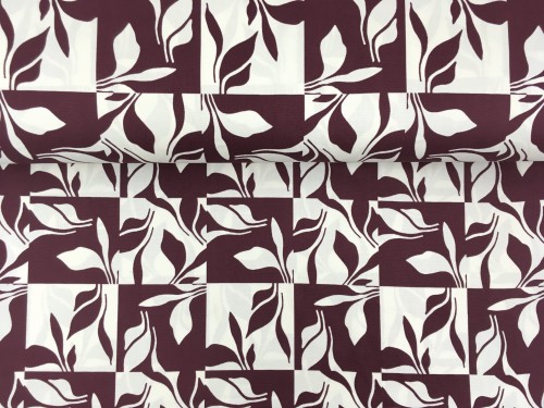 Tkanina bawełniana dekoracyjna, motyw kwiatowy burgundowy