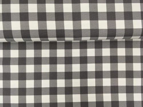 Tkanina bawełniana dekoracyjna, szara kratka, wodoodporna