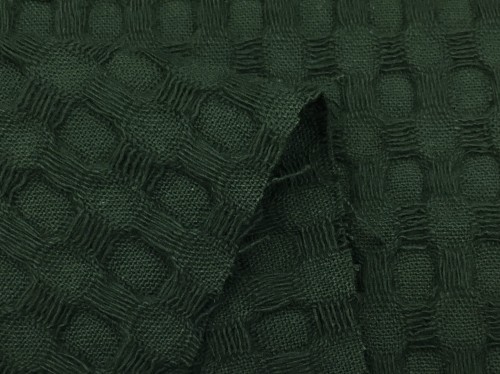 Tkanina bawełniana, gruby wafel, butelkowa zieleń