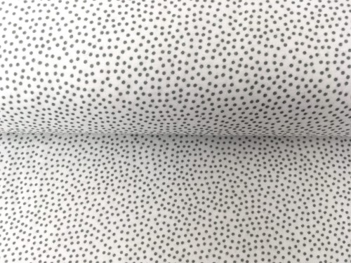 Dzianina bawełniana biała w szare kropki, jersey, Teofilów 