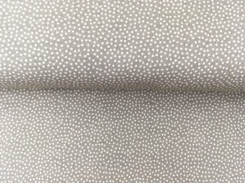 Dzianina bawełniana w kropki, szaro-beżowa, Teofilów
