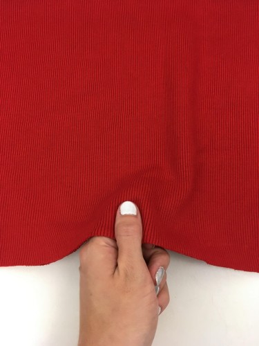 Dzianina bawełniana z elastanem, ściągacz prążkowany, czerwień 1 szt. = 0,1 mb