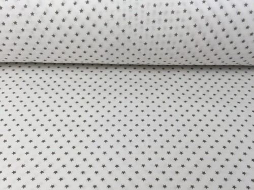 Dzianina bawełniana jersey, biały w gwiazdki