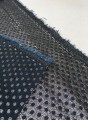 Dzianina bawełniana, dwustronna w srebrne i niebieskie kropki