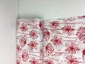 Podszewka wiskozowo-acetatowa, biała w czerwone kwiaty