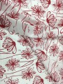 Podszewka wiskozowo-acetatowa, biała w czerwone kwiaty