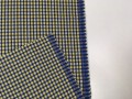 Tkanina ubraniowa, wełna z poliestrem, niebiesko-żółta kratka