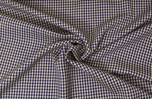 Tkanina ubraniowa, wełna z poliestrem, niebiesko-żółta kratka