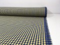 Tkanina ubraniowa, wełna z poliestrem, niebiesko-żółta kratka