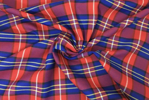 Elanowełna, tkanina ubraniowa w kratę, tartan 