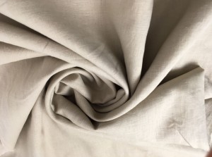 Tkanina lniana z  domieszką bawełny, beżowa