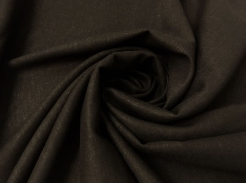 Tkanina wiskozowa z lnem, elastyczna, czarna
