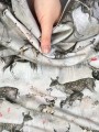 Dzianina pętelkowa, dresówka, wzór w jelonki, jeleń, sarna, taupe